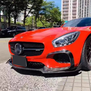 Lame de pare-chocs avant en fibre de carbone style R pour Mercedes Benz <span class=keywords><strong>AMG</strong></span> <span class=keywords><strong>GT</strong></span> GTS <span class=keywords><strong>2</strong></span> <span class=keywords><strong>portes</strong></span> 2015-2018, séparateurs de lèvre avant - Product Image 6
