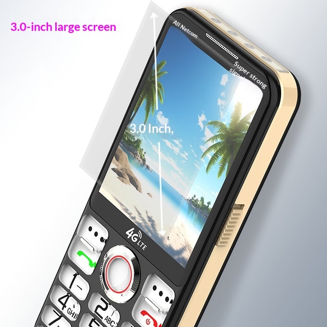 New MODEL 2.8 4G VOLTE T27 Seniors Phone Crystal Keys Vibration Big Sound Battery No Camera Side Key Strong Light Crystal Button