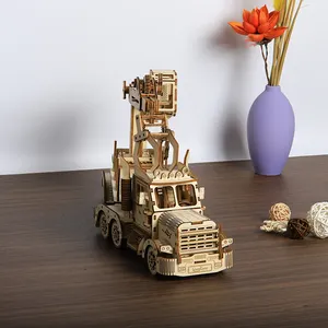 DIY الخشب لغز أطقم منمذجة سيارة شاحنة رافعة ستيريو نموذج diy الجمعية خشبية 3d لغز لعبة