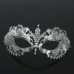 Metallic Diamond Masquerade Party Ijzeren Masker Halloween Zilver Half Gezicht Kleine Tip Masker