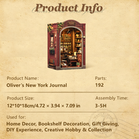 CuteBee DIY Book Nook Oliver's New York Journal BJAA206 Maison miniature 3D en bois, kit de puzzle artisanal avec éclairage LED