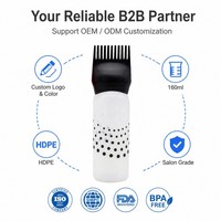 Bouteille applicatrice de teinture capillaire 160 ml avec logo personnalisé et peigne à racines, flacon souple en plastique, outils de coiffure