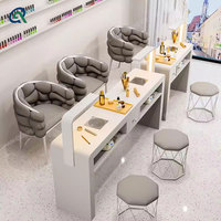Table et chaise à ongles multifonctionnelles pliables en bois massif Qunpeng avec aspiration et espace de rangement