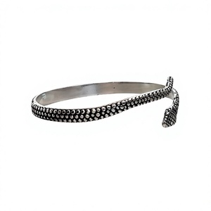 กำไลข้อมือรูปงู ชุบเงิน กำไลข้อมืองูแบบเปิด กำไลข้อมือแบบหนา - Product Image 5