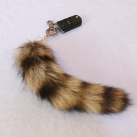 Vente en gros de pendentifs en fourrure de renard, raton laveur et coon, queues entières de 30 cm de long avec plug anal, origine Hebei