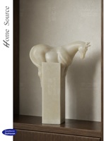 Nouvelle sculpture artistique semi-artisanale de 46,5 cm en imitation jade, style chinois, luxe léger, cheval au galop, pour salon, entrée, TV