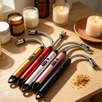 Briquet électronique en aluminium rechargeable par USB avec col flexible, design portable, logo personnalisable pour cuisinière, barbecue, camping en extérieur