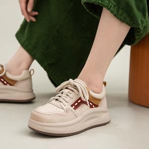 Zapatillas deportivas blancas casuales ligeras con plataforma y punta redonda de estilo retro, modernas y a la moda, adecuadas para todas las ocasiones, zapatos de mujer - Product Image 4