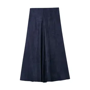 Women's High Waist Solid Color High Quality New Fashion Suede Skirt