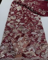 Tissu en dentelle brodée populaire 2026, élégant et raffiné, dentelle française de luxe avec sequins et perles pour robe de soirée