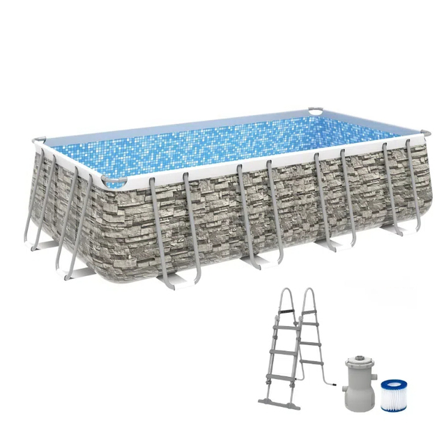 Avenli Premium Heavy Duty Metal Frame Rectangular Above Ground Swimming Pool for Outdoor Family Garden Use