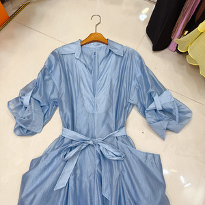 <span class=keywords><strong>Robe</strong></span> Midi Unie Décontractée <span class=keywords><strong>pour</strong></span> Femme, <span class=keywords><strong>Taille</strong></span> <span class=keywords><strong>Haute</strong></span> Ample, Bleue et Jaune, avec Poches et <span class=keywords><strong>Ceinture</strong></span>, Idéale <span class=keywords><strong>pour</strong></span> les Fêtes - Vente en Gros Usine Printemps-Été - Product Image 3