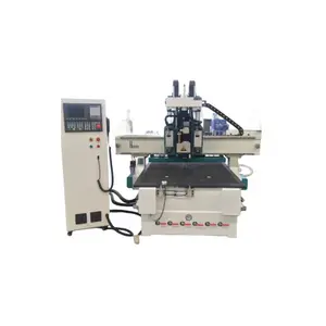 Router CNC 3D 4 * 8ft, mesin pertukangan dua spindel ATC Router kayu dengan grup pengeboran