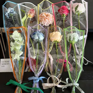 New Style Transparent Plastic Bags Broadened Color for Single Bouquet Flower Wrapping