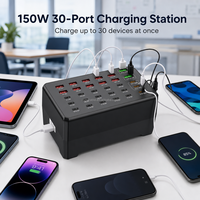 Station de charge USB 30 ports 150W, tour de charge rapide avec USB-C PD 30W et QC 22.5W, organisateur multi-appareils pour salle de classe et bureau, OEM