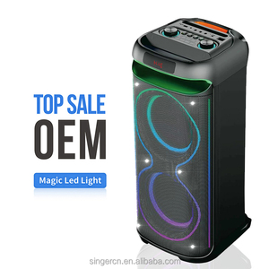 Enceinte Bluetooth portable double 8 pouces DR-8819 avec éclairage LED, pour fêtes en extérieur, sans fil, en plastique, avec fonction chant, alimentation CA/batterie - Product Image 2
