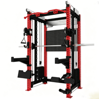 Machine Smith 3-en-1 avec rack de musculation multifonction, crossover à câbles et accessoires réglables pour entraînement à domicile et en salle de sport commerciale