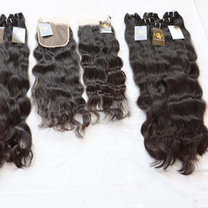 Raw Indian Temple Wefted HD Transparent pour Lace Frontal Closure Pré-collé Curly Wavy Loose Deep Human Hair Extensions Natural - Product Image 1