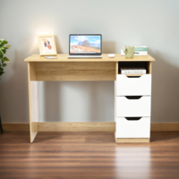 Bureau d'étude moderne en bois avec 3 tiroirs et étagère ouverte, bureau d'ordinateur en chêne blanc pour la maison, le bureau, la chambre ou les étudiants
