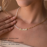 Collier tendance pour femmes EManco en acier inoxydable avec chaîne trombone, personnalisable avec perles d'eau douce et diamants, bijoux de mode en gros