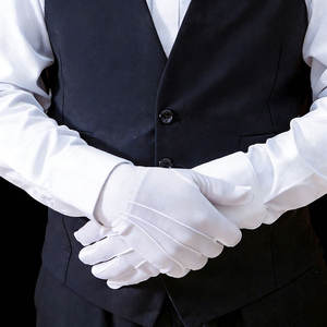 Guanti a mano in cotone bianco di alta qualità con impugnatura elastica antiscivolo traspirante e resistente per sfilate uniformi cerimoniali - Product Image 1