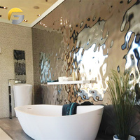 Revêtement mural en acier inoxydable moderne de forme personnalisée CL06, effet vague d'eau, pour salon, tôle embossée avec finition laminée à froid