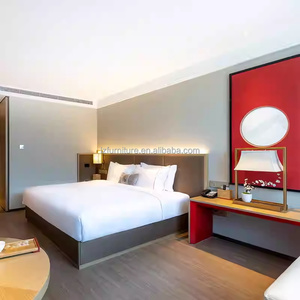 3 Star Hotel Twin Bedroom Furniture <b>Sets</b> With Wooden Bed Frame Headboard Nightstand TV Cabinet Work Desk Wardrobe & <b>Side</b> <b>Table</b> - Product Image 5