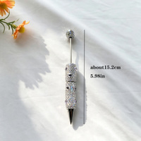 Stylo à bille long en métal entièrement orné de strass, avec cœur en cristal et diamant, stylo décoratif de luxe brillant, cadeau idéal