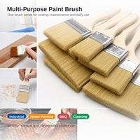 Pinceaux en poils de porc en gros, pinceaux multi-usages à manche en bois pour la décoration intérieure, le teinture, le vernis, la colle et le nettoyage