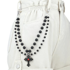<b>Cross</b> Pendant Double Layered Pants <b>Chain</b> Imitation Pearl Unisex Waist <b>Chain</b> Halloween Fashion Jewelry - Product Image 2