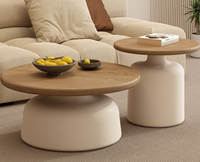 Table basse moderne et durable pour salon, table basse ronde en bois de luxe, table basse moderne en bois