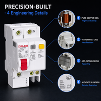 DELIXI OEM 25A 63A RCBO RCD ELCB Pemutus Sirkuit Rel Din 1P 2P 3P 4P Inti Tembaga Tegangan Rendah Perlindungan Beban Berlebih dan Sirkuit Pendek