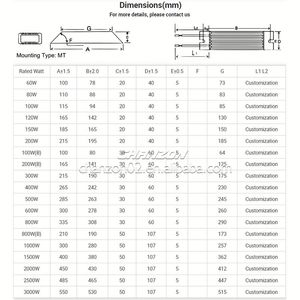 Résistance de rupture logée en aluminium 60W 80W 1500W 7200W 100 400 Watt 2KW 4KW 10KW 1000W50RJ 300 Ohm 32ohms Résistance de freinage - Product Image 5