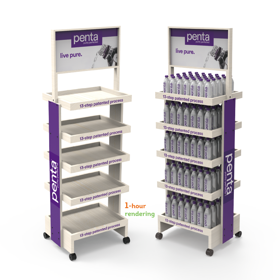 Apache Customized 5-Tier Wood Display Rack Portable Mineral Water Display Stand for Supermarkets — view 1