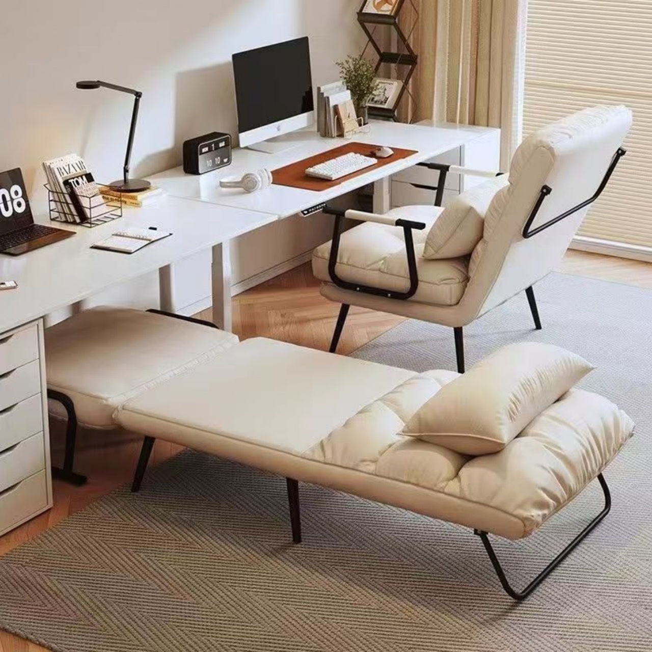 furniture multifunctional chair Modern Multifunctional Folding Recliner Office Chair with Fabric Backrest  Sofa Seat for Home Bedroom Living Room Hotel Furniture|