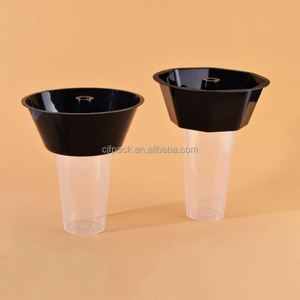 Factory Logo Silk Screen Printed PP Single Wall 90mm 2-in-1 Snack & <b>Drink</b> Cup with <b>Straw</b> for Salad & Movie Use - Product Image 4