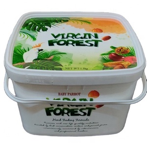 3L square bucket plastic container with lid white for ice cream food pastry jam with IML pet dog food cat litter sand