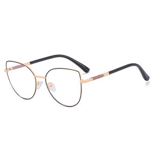 Femmes à la mode solide motif oeil de chat cadre en métal lunettes charnière à ressort <span class=keywords><strong>Anti</strong></span> lumière bleue bloquant la monture de lunettes optique - Product Image 4
