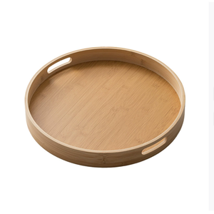 Plato de taza de té de madera de bambú, vajilla elegante con asas de utensilios, bandeja sólida para ocasiones de fiesta de CENA DE Hotel - Product Image 1