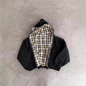 Veste à capuche zippée pour homme en coton 100% brodé, doublée à carreaux, hiver, manches longues, coupe régulière, style streetwear décontracté, écologique, vente en gros - Product Image 3