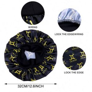 Gorro de Satén con Estampado de los 12 Signos del Zodiaco, Personalizable con Logotipo, Talla Extra Grande, para Dormir, Uso Diario en Exteriores, para Mujeres, Cuatro Estaciones - Product Image 4