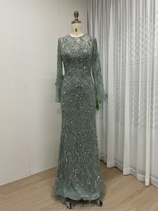 MB40214 magnifico abito <span class=keywords><strong>da</strong></span> <span class=keywords><strong>sposa</strong></span> formale sirena <span class=keywords><strong>verde</strong></span> con perline a maniche lunghe <span class=keywords><strong>abiti</strong></span> <span class=keywords><strong>da</strong></span> sera per la madre della <span class=keywords><strong>sposa</strong></span> - Product Image 3