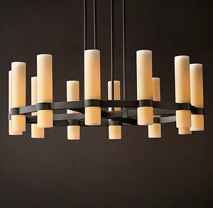 Lustre moderne en albâtre <span class=keywords><strong>Cora</strong></span>, lampes suspendues de luxe dorées, luminaire suspendu en marbre pour salon - Product Image 2