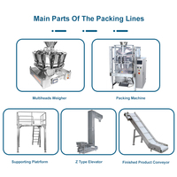 Mesin Pengemas VFFS Otomatis Penuh Multi Head Weighing untuk Kacang, Biji-bijian, Granul, Keripik Kentang, Makanan Ringan, Popcorn, Permen dengan Gulungan Film
