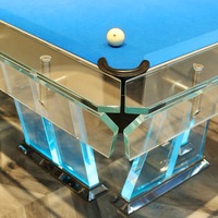 Table de billard de luxe moderne en verre transparent noir ardoise, 8 pieds, en verre cristal, pour la maison, directement de l'usine