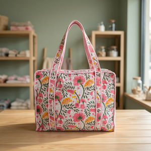 Sac fourre-tout en toile esthétique, style bohème matelassé, réutilisable, écologique, style vintage, sacs faits à la main, durables, personnalisables - Product Image 1