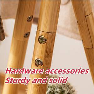 Kledingrek van bamboe met 2 opbergvakken en 9 haken - Product Image 4