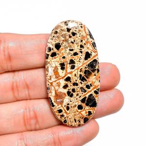 สไปเดอร์เว็บธรรมชาติแจสเปอร์ Cabochon 44ct ตัดแฟนซีขัดเงาจี้หินหลวม49x24x6มม. สำหรับการออกแบบเครื่องประดับที่สร้างสรรค์ - Product Image 1