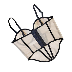 Nouvel Arrivage en Promotion : Soutien-gorge Bustier Corset Push-Up pour <span class=keywords><strong>Femme</strong></span> avec Bordure Contrastante en Maille, Bretelles Fines Réglables, Fermeture au Dos et Maintien Moyen - Product Image 1