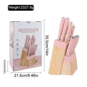 High Quality 14 Pieces <b>Kitchen</b> <b>Knife</b> Set 3cr13 Stainless Steel ABS Handle <b>Sharp</b> Blade Chef Steak Bread <b>Knife</b> With Wood Block - Product Image 5